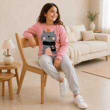 Kit de moletom 10 peças conjunto completo com calça e agasalho estampado criança infantil para meninas de 06 até 10 ANOS - Multicolorido - Visão 9