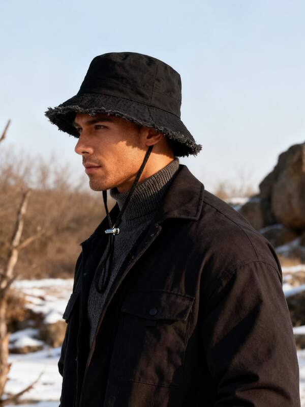 Korean Style Tassel Metal Letter Wide Brim Bucket Hat, Unisex, Suitable For Summer Outdoor Activities And Sun Protection