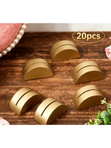 12/24pcs Elegant Wooden Table Number Holders, Semi-Circular Table Card Holders Suitable For Weddings, Beach Parties, Birthday Parties And Gardening Events, Office Label Photo Business Card Holders, Wedding Tabletop Retail Store Event Decor - A - View 12