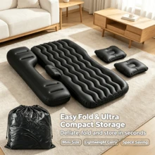 Outdoor Hiking Camping Comfortable Inflatable Bed, Plush Surface Inflatable Mattress, Black Portable Bed, Can Also Be Used As A Household Inflatable Sleeping Pad, Without An Inflation Pump - Black - View 1