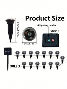30LED Solar Path Garden Lights, Purple Fairy Lights, IP44 Waterproof Durable, Embedded Installation Outdoor Garden Lights, Suitable For Walkways, Lawns, Camping Gatherings And Other Decorative Lighting - 彩色 - 查看 4