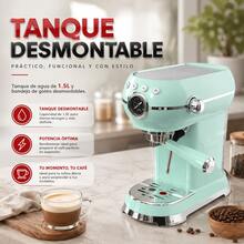 Cafetera Eléctrica Retro Kitchenes, Espresso, Capuchino y Espuma, de 1.5L, 600W de Potencia, Color Verde Menta, Diseño Vintage y Elegante, Fácil de Limpiar - verde menta - Ver 4