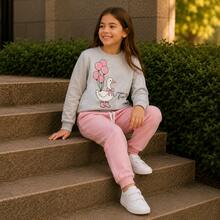 Kit de moletom 6 peças conjunto completo com calça e agasalho estampado criança infantil para meninas feminino tamanho 06 até 10 ANOS - Multicolorido - Visão 7