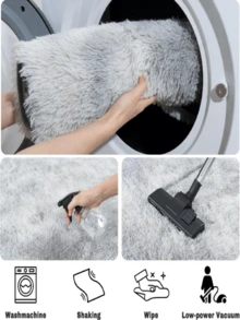 1pc Grey Fluffy Square Rug, Soft Skin-Friendly, Holiday Decor, Home Decor, Suitable For Living Room, Bedroom, Study, Dressing Room, Studio, Decorative Rug, Washable Rug - Grey - View 10