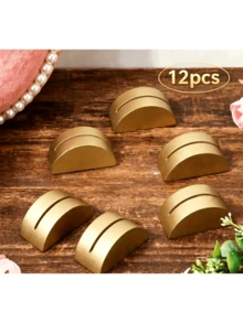 12/24pcs Elegant Wooden Table Number Holders, Semi-Circular Table Card Holders Suitable For Weddings, Beach Parties, Birthday Parties And Gardening Events, Office Label Photo Business Card Holders, Wedding Tabletop Retail Store Event Decor - A - View 16