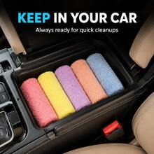 Carsun 5PCS Ultra Soft Microfiber Car Cleaning Towels, 5 Color Absorbent Detailing Cloths, No Lint Scratch Free Auto Care Towels For Interior Dashboard Glass - A - View 4