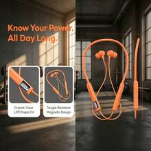 Wireless Neckband Earbuds, Audio Earphones With IPX Resistance, Dual Device Connection, HiFi Sound, Sound, Magnetic Silicone Design, Card Port, Compatible With Phones & Tablets, Gym & Commute, Mp3, Button UZ4V - K15 Orange - View 5