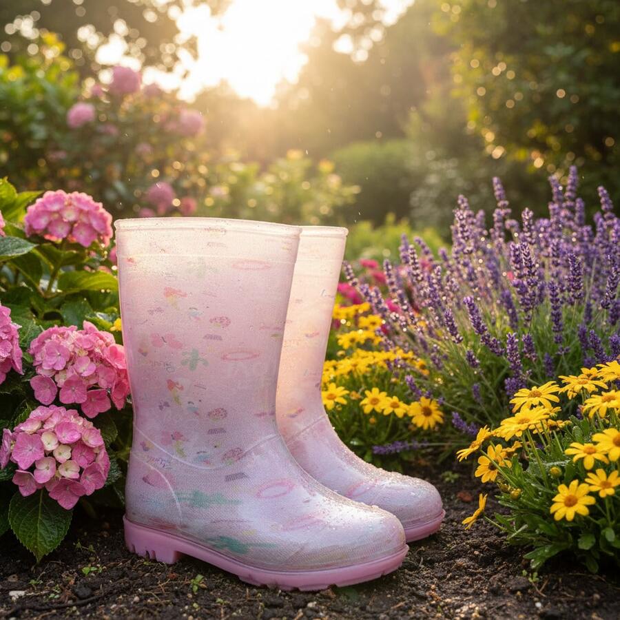 Kid's Rain Boots - Baby Pink - View 1