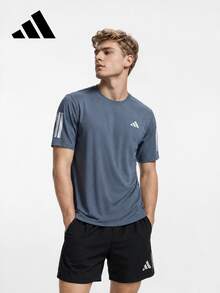 Adidas Summer New TR-ES TEE 3S Men's 3-Stripe Sports Running Crew Neck Short Sleeve T-Shirt - Blue Gray - View 3