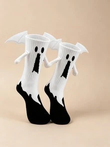 Women's Halloween Ghost & Bat Socks, Funny Novelty Mid-Calf Socks With Wings, Party Prank Mid-Calf Socks - Multicolor - View 10