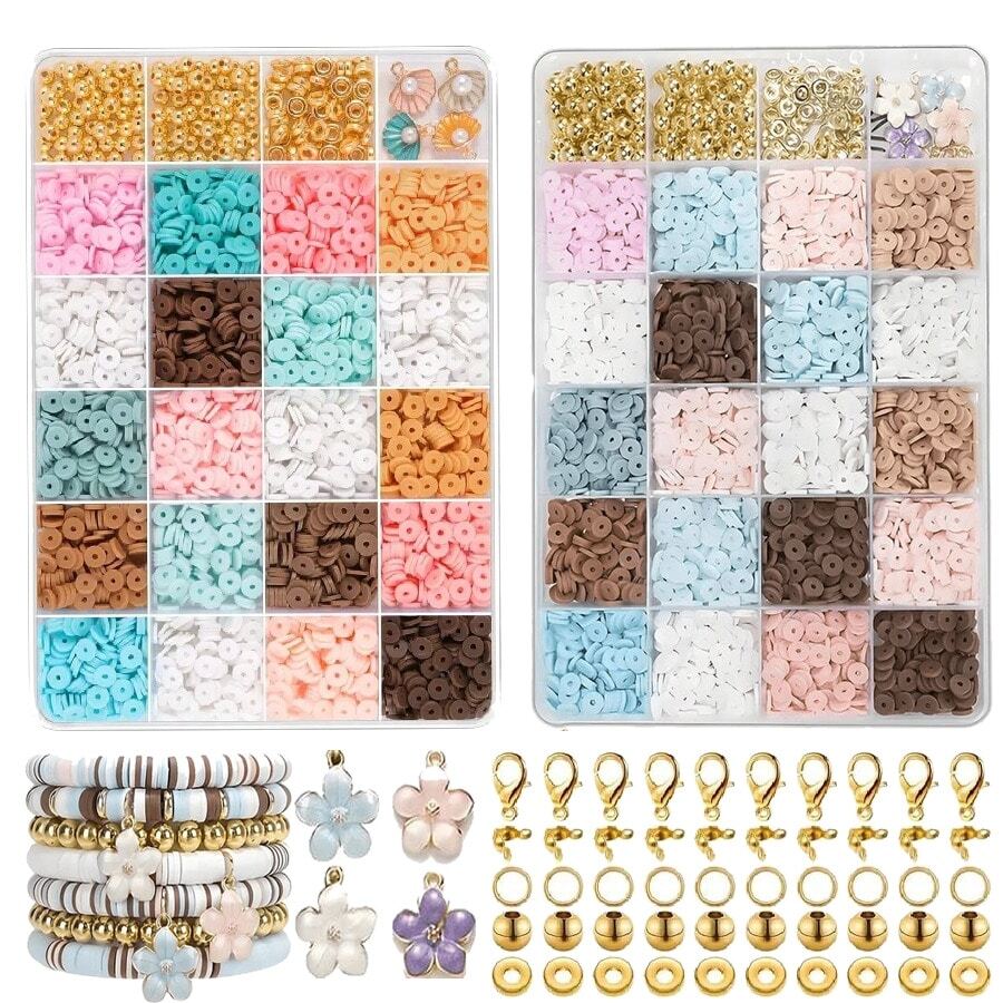 3300顆多色聚合物黏土珠,小雛菊與油滴貝殼配件,2款式,適合珠寶手工製作 - 彩色 - 查看 1