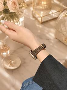 Correa de reloj inteligente con estampado de leopardo, correa de repuesto delgada y ajustable para mujer con hebilla de metal, compatible con Apple Watch 38/40/41/42/44/45mm, accesorio casual diario - Marrón - Ver 5