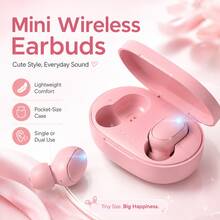 Pink Mini Wireless Earbuds With Charging Case, Suitable For Women And Girls, 150mAh Battery - View 7