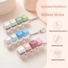 4-Key Mechanical Keyboard Keycap With Colorful & Vibrant Macaron Colors & Stress Relief Toy Keychain Pendant & Effective Stress Relief Keyboard, Soft & Crispy Keys For Office Fidgeting & Teenager Stress Relief Toy Gift - Multicolor - View 4