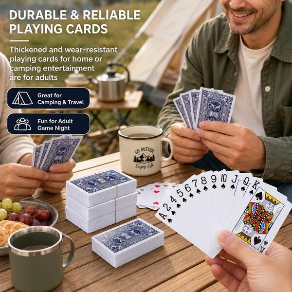 5-Pack Thick Wear-Resistant Adult Paper Playing Cards, 1-Pack Home Camping Travel Party Leisure Card Game, Durable Smooth, Tournament Entertainment Universal Tabletop Game Prop