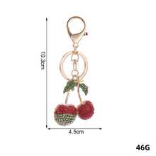 1pc Y2K Sparkly Rhinestone Cherry Keychain, Red/Pink/Gold Fruit Charm For Backpack & Keys, Sweet BFF Gift - Multicolor - View 5