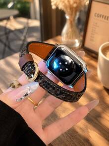 Correa de reloj inteligente con estampado de leopardo, correa de repuesto delgada y ajustable para mujer con hebilla de metal, compatible con Apple Watch 38/40/41/42/44/45mm, accesorio casual diario - Marrón - Ver 4