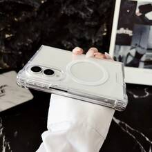 Magnetic Clear Crystal Phone Case Compatible With Samsung Galaxy Z Fold8 Ultra/Fold 8 Wide/Fold7/Z Fold6/Z Fold5/Z Fold4, Anti-Yellow Shockproof Drop Resistant Slim Transparent Protective Cover Minimalist Fashion Foldable Phone Shell - Clear - View 7