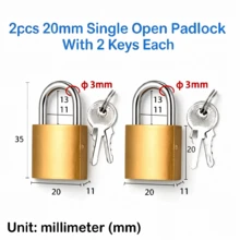 3 piezas Mini candados de llave, candados pequeños de cobre falso para uso doméstico, candados de a prueba de intemperie y antirrobo para gabinetes de almacenamiento, candados de metal duraderos con llaves, adecuados para gabinetes de almacenamiento, candados en forma de U para garaje, mochilas, equipaje y cajas de herramientas - mini candado - Ver 17