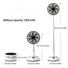 Outdoor Aluminum Alloy Foldable Fan, Portable Remote Control Quiet Timed Vertical Telescopic 7200mAh High Airflow Long Lasting Battery, Multifunctional Fan For Home & Camping - Other - View 13