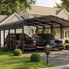 20x30 FT Metal Carport, Heavy Duty Car Port Canopy With Reinforced Base And Galvanized Steel Roof & Frame, 2 Car Garage Shelter For Car, Boats And Trucks10x15 12x20 12x25 20x20 - TCP - View 10
