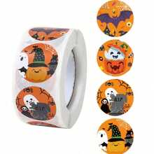 Halloween Roll Seal Stickers, Holiday Party Gift Packaging Stickers, Ghost Pumpkin Round Halloween - Multicolor - View 7
