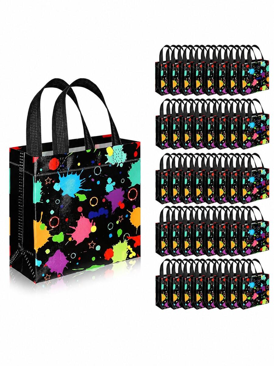 10PCS Colorful Gift Bags With Handles, Suitable For Art Theme Birthday Party Favors, Gift Bags, Candy Bags, Shopping And Event Supplies - Multicolor - View 1