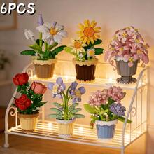 Miniature Building Block Flower Pot, Desktop Healing Decor, Handmade Assembly Educational Toy, Exquisite 3D Floral Design, Children's Enlightenment, Living Room Desk Office Desk Decoration, Detailed Flower Shape Restoration, Best Friend Birthday Gift, Home Atmosphere Goodies, Hands-On Assembly Unlock Floral Art Fun - Multicolor - View 18