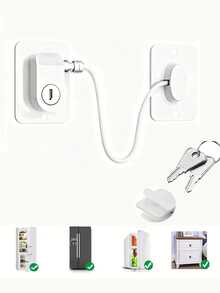 No Drill Strong Adhesive Safety Lock - One-Touch Use, Anti-Theft & Anti-Pinch For Doors, Windows, Cabinets, Fridges, Universal Lock Buckle | Sliding Door Limiter | Aluminum Alloy Thick Material | Helpful Home Security Assistant - White - View 3