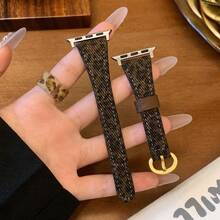 Correa de reloj inteligente con estampado de leopardo, correa de repuesto delgada y ajustable para mujer con hebilla de metal, compatible con Apple Watch 38/40/41/42/44/45mm, accesorio casual diario - Marrón - Ver 7