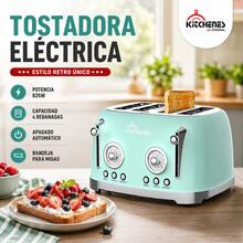 Tostador Eléctrico Retro Kitchenes, Para 4 Rebanadas, 6 Niveles de Tostado, con Bandeja para Migas, Color Verde Menta, Estilo Vintage Para Cocina Moderna - Tipo de Enchufe A Japonés (100V) - Ver 1