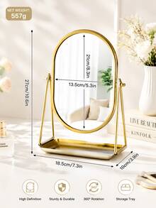 Macaron Color Desktop Makeup Mirror With Metal Stand And Jewelry Storage Tray, 90° Adjustable Makeup Mirror, Portable Makeup Mirror, Suitable For Bedroom, Dorm, Office And Travel, Minimalist Room Decor, Back To School And Christmas Gift - Multicolor - View 11