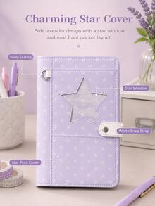 A6 Loose-Leaf Planner, Star And Polka Dot Loose-Leaf Diary, Replaceable Inner Pages, Daily Schedule Memo For Work, Study And Office, Back To School Essentials, Cover And Inner Pages Only - Multicolor - View 4
