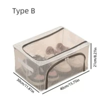 1pc Rectangular Shoe Box, Transparent PVC Material, Multi-Functional Storage, Steel Frame Support, With 2 Removable Windows, Suitable For Sneakers And High Heels, Can Be Placed Under Bed, Dust-Proof Foldable Underbed Shoe Box - Multicolor - View 12