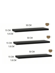 Minimalist Floating Wall-Mounted Shelf, 40/50/60/70/80cm Multi-Size Wooden Display Rack, Invisible Bracket, Wall-Mounted Display Storage Shelf, Modern Hanging Storage Rack, Suitable For Books, Photos, Decor, Bedroom, Living Room, Bathroom, Home Decor - Black - View 16