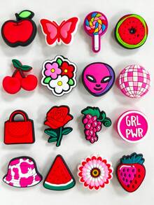 16pcs/Set Red & Pink PVC Decorative Charms, Ideal For DIY Perforated Shoes, Phone Cases And More, An Exquisite Gift For Friends. - Red - View 4