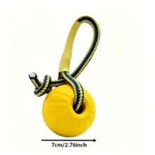 1PC/2PCS Dog Pool Floating Toys, With Rope Pull Ball And Rope Large Bone Toy, 50cm Rope Length, Suitable For All Sizes Of Dogs, EVA Durable Rubber Water Pet Interactive Toys, Summer Beach Outdoor Throwing Training Fetch Play - Yellow - View 2