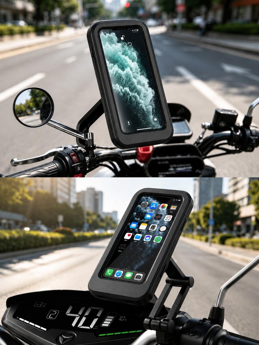 Waterproof Motorcycle Phone Holder Handlebar Mount, Universal Bicycle Phone Bag With Touchscreen, Rainproof Phone Case For GPS Navigation, Cycling Scooter Bicycle Handlebar Phone Holder, Outdoor Cycling Accessories - A - View 1