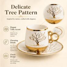 12-Piece 90ml/3oz Espresso Cups With Saucers Set, 6 Cups + 6 Saucers, White & Gold Ceramic Coffee Cup Set With Gold Handles, Elegant Demitasse Tea Cups In Gift Box For Home Cafe, Afternoon Tea, Wedding & Housewarming Gift - White - View 5