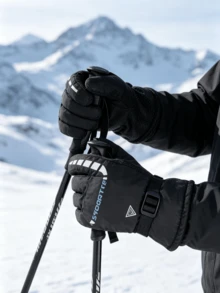 Outdoor Cold-Proof Ski Gloves, Thick Fleece Lining, Waterproof, Windproof, Non-Slip Grip, Adjustable Strap, Warm Winter Gloves Suitable For Skiing, Cycling, Hiking, Fishing - Multicolor - View 2