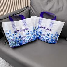 50pcs Blue Purple Floral ThankYou Butterfly Gift Bags, Reinforced Durable Shopping Gift Bags, Small Gift Distribution Bags, Suitable For Shopping, Wedding, Birthday, Holiday, Halloween, Christmas - Multiple Styles - View 9