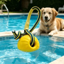1PC/2PCS Dog Pool Floating Toys, With Rope Pull Ball And Rope Large Bone Toy, 50cm Rope Length, Suitable For All Sizes Of Dogs, EVA Durable Rubber Water Pet Interactive Toys, Summer Beach Outdoor Throwing Training Fetch Play - Yellow - View 7