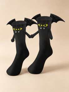 Women's Halloween Ghost & Bat Socks, Funny Novelty Mid-Calf Socks With Wings, Party Prank Mid-Calf Socks - Multicolor - View 9