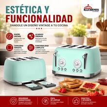 Tostador Eléctrico Retro Kitchenes, Para 4 Rebanadas, 6 Niveles de Tostado, con Bandeja para Migas, Color Verde Menta, Estilo Vintage Para Cocina Moderna - Tipo de Enchufe A Japonés (100V) - Ver 7