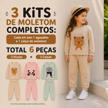 Kit de moletom 6 peças conjunto completo com calça e agasalho estampado criança infantil para meninas feminino tamanho 06 até 10 ANOS - Multicolorido - Visão 2