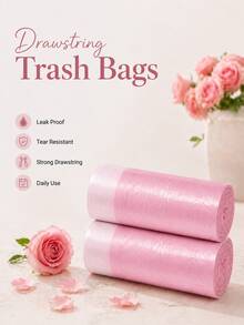 400 bolsas de basura con cordón rosa – Bolsas de basura resistentes a fugas de alta resistencia, bolsas pequeñas de 4–5 galones, duraderas y fuertes para uso diario en baño, cocina y hogar - A - Ver 6