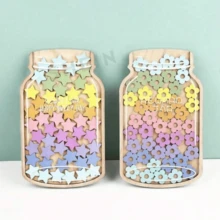 Reward Jar Set - Cool Teaching Aid Tool, Includes Star And Flower Stickers, Wooden Desktop Decor With Stand, Behavior Management Tool, Wooden Star Decoration Reward System, Suitable For Classroom And Home - A - View 2