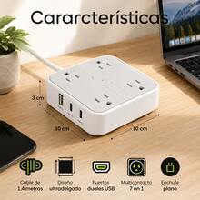 7-In-1 Power Strip (4 Outlets, 1 USB-B, 2 USB-C) OT038 CHARGING STATION - Japan A Type Plug(100V) - View 2