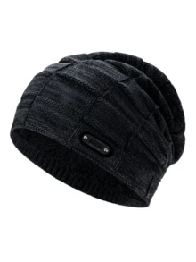 1pc Unisex Autumn/Winter Thermal Lined Knitted Beanie Hat With Ear Flaps, Windproof Warm Versatile Knitted Cap For Daily Outdoor Wear - Multicolor - View 2