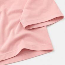 Women's Cotton T-Shirt, "Travel Is My Relax" Letter,Airplane & Heart Print,Pink Loose Round Neck Short Sleeve Tee,Breathable For Summer Daily Wear - 粉色 - 查看 4